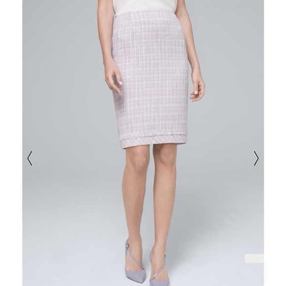 NWT WHBM Tweed Pencil Skirt cool wisteria with ecru - Picture 1 of 11